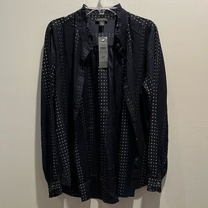 NWT Ann Taylor Navy Button Down Shirt, MP